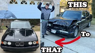 Fixing a Totaled BMW E34 535i for $500 in Just 2 Days!