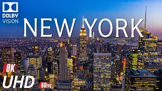 NEW YORK AT NIGHT 8K Video Ultra HD With Soft Piano Music - 60 FPS - 8K Nature Film