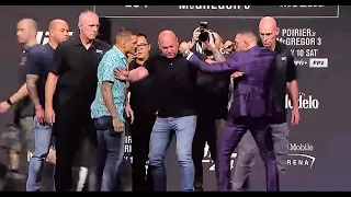 Conor McGregor kicks Dustin Poirier in UFC 264 pre-fight Press conference