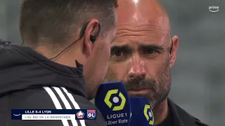 Pierre Sage réagit après la victoire 4-3 contre Lille