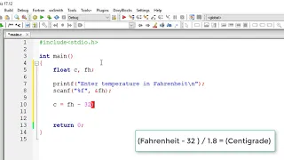 Convert Fahrenheit To Degree Celsius: C Program