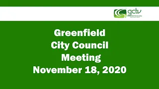 Greenfield City Council Meeting November 18, 2020