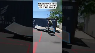 Englishman tries obstacle course on a kids bike! ￼