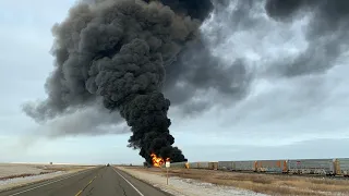 Massive fire erupts after Sask. train derailment