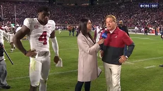 Nick Saban and Jalen Milroe Post game vs Auburn 2023