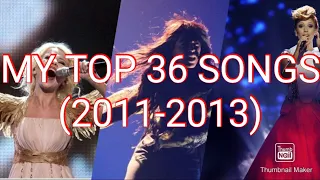 My Top 36 Songs In Eurovision(2011-2013)