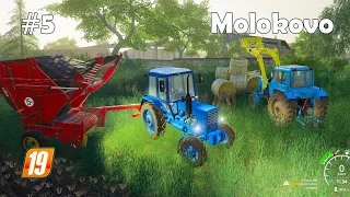 Farming Simulator 2019.Село  Молоково. Тюки соломы; складываем тюки. #5