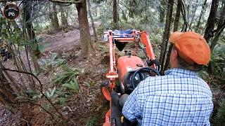 Cutting a trail in the woods. Stump Bucket (Part 2) | Kubota B2601 & Titan Attachments Stump Bucket