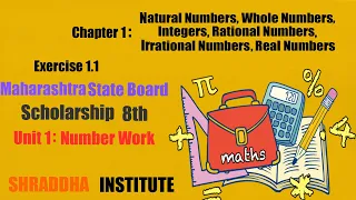 Scholarship 8th Chapter 1 | Exercise 1.1 - Part 1 | Natural,Whole,Integers,Rational,Irrational &Real