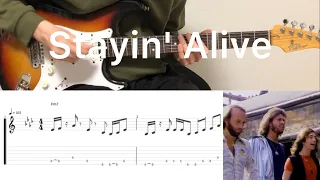 Bee Gees - Stayin' Alive (guitar cover with tabs & chords)