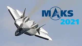 Пилотаж Су-57 с оглушительный рёвом на авиасалоне "МАКС-2021"