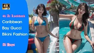 [4k AI girl] AI LOOKBOOK 캐리비안베이 구찌 비키니 패션, 런웨이 bikini Fashion Show, runway by Ai art, lookbook|