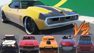 GTA 5 - Top Speed Drag Race (Schyster Deviant vs Sabre Turbo, Dominator, GTX, Yosemite, Impaler)