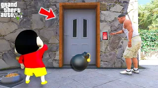 Shinchan and Franklin Found The Secret Secure Room Door Inside Franklin's House in GTA 5 Telugu