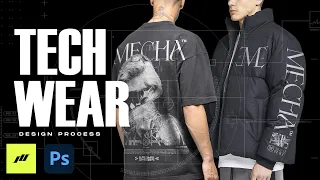 I Designed a TECHWEAR Brand In Photoshop | Streetwear Clothing Process