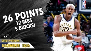 Myles Turner - 2018.12.10 - Pacers vs Wizards - 26 Pts, 12 Rebs, 5 Blocks!