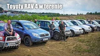 Toyoty RAV 4 w terenie.