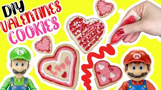The Super Mario Bros Movie DIY Valentines Day Cookie Decorating with Peach, Toad, Luigi! Crafts