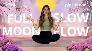 GENTLE FULL MOON YOGA 🌸🌝 full pink moon | BEGINNER-FRIENDLY slow flow yoga ✨
