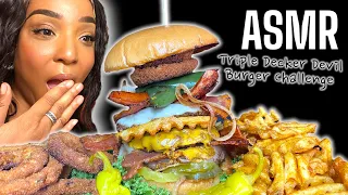 ASMR MUKBANG | Triple Decker Devil Burger Challenge by: @Getlitwitmoe & @m.msquadd2.043