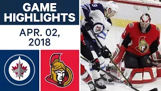 NHL Game Highlights | Jets vs. Senators - Apr. 02, 2018