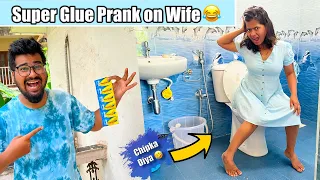 24 Hours Super Glue Prank On Wife 😂 *Super Angry* 😡