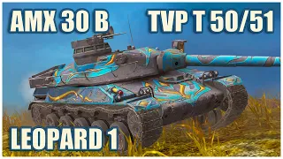 AMX 30 B, TVP T 50/51 & Leopard 1 • WoT Blitz Gameplay