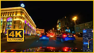 [4K] DRIVING AT NIGHT IN MOSCOW | LENINGRADSKOE HIGHWAY-KRASNOKAZARMENNAYA STREET | RUSSIA