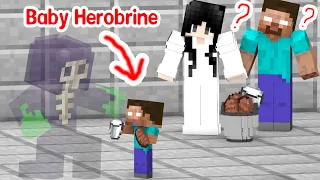 Monster School : Baby Herobrine And A Weird Friend - Minecraft Animation