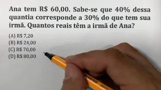 Problema de Porcentagem para Concursos