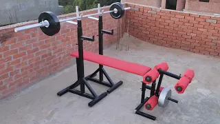 How to make Bench press with leg curl machineكيف تصنع جهاز البنش والرجل في المنزل بأبسط الأدوات