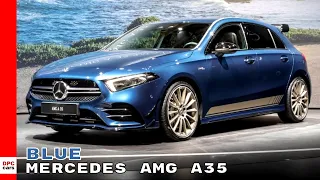 Blue 2019 Mercedes AMG A35 At Paris Motor Show
