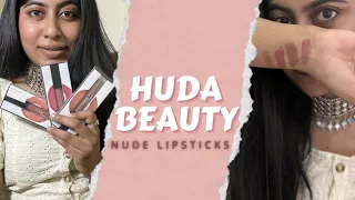 ❤️HUDA BEAUTY LIPSTICKS💄*Nude Shades* | Suits our Indian skin color #hudabeauty #nudelipstick #cute