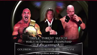 Goldberg vs Triple h vs Kane Armageddon 2003 promo