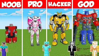 TRANSFORMERS STATUE BUILD CHALLENGE - Minecraft Battle: NOOB vs PRO vs HACKER vs GOD / Animation