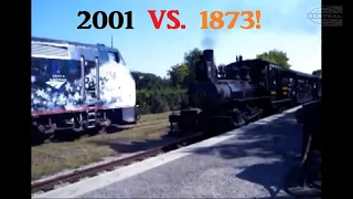 1873 Steam engine Meets Amtrak! (Throwback)