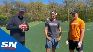 Stuck With The Tkachuks: Chris Weinke Helps Matthew & Brady Run Football Drills