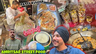Amritsar Famous Patty Kulcha 😱 Best KULFA  , Pakode , DRY Fruit Juice  | Amritsar Street Food