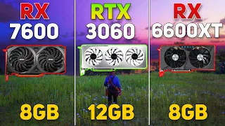 RX 7600 vs RX 6600XT vs RTX 3060 - Mid Range GPUs | Performance Test in 11 Games |