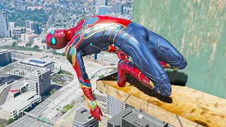 GTA 5 SPIDERMAN Bike Ragdolls Compilation (Falling Ragdoll, Car Crash, Bike Stunt, Water Ragdoll) 27