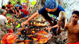 Hunting, cooking crab & squid on rock| Cumi-cumi bakar penghuni tebing🥰