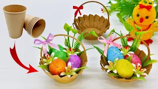 🐤BASKET made of paper cup. EASTER décor in a couple of minutes! Easter Basket DIY