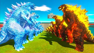 EVOLUTION of GODZILLA 2014 Ice Frostbite VS EVOLUTION of Nuclear GODZILLA FIRE Size Comparison