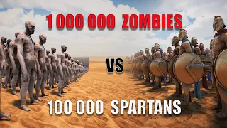 1,000,000 ZOMBIES against 100,000 SPARTANS. Who will win this battle? Let's see! UEBS2 Crazy Battle