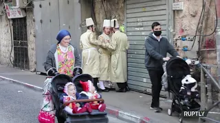 Orthodox Jews Celebrate Purim on streets of Jerusalem