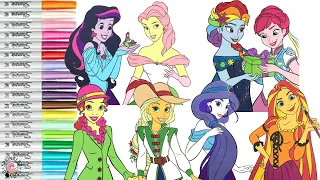 Disney Princess Makeover as My Little Pony Coloring Book Compilation Rarity Pinkie Pie Applejack