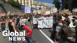Greta Thunberg leads climate change march in Switzerland
