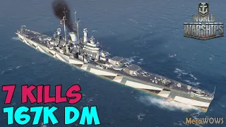 World of WarShips | Des Moines | 7 KILLS | 167K Damage - Replay Gameplay 1080p 60 fps