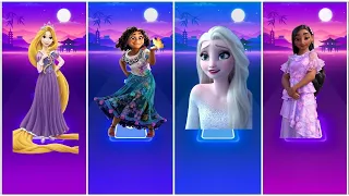 !! Tangled Rapunzel 🆚 Elsa Frozen 🆚 Isabella Princess 🆚 Encanto Mirabel !! Tiles Hop EDM Rush !!