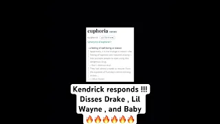 Kendrick Responds !! DISSES DRAKE, LIL WAYNE , and BABY  Euphoria Diss #hiphop #drake #kendricklamar